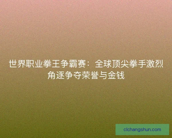 世界职业拳王争霸赛：全球顶尖拳手激烈角逐争夺荣誉与金钱