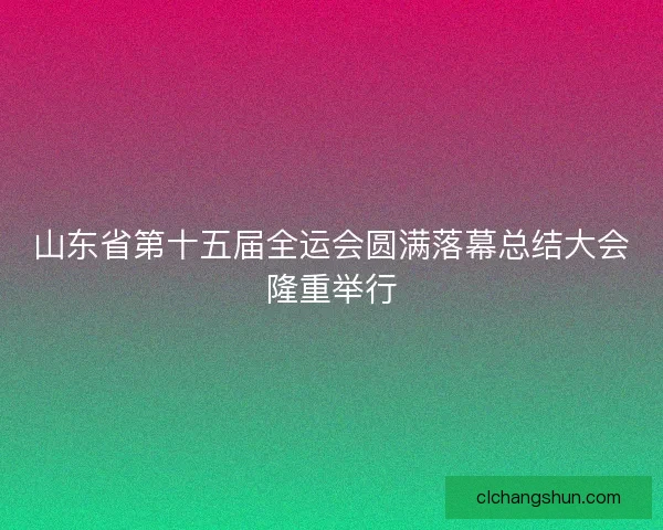 山东省第十五届全运会圆满落幕总结大会隆重举行